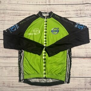 Verge Sport Cycling Jersey Full Zip Long Sleeve Green Vail, CO Men's Size XS